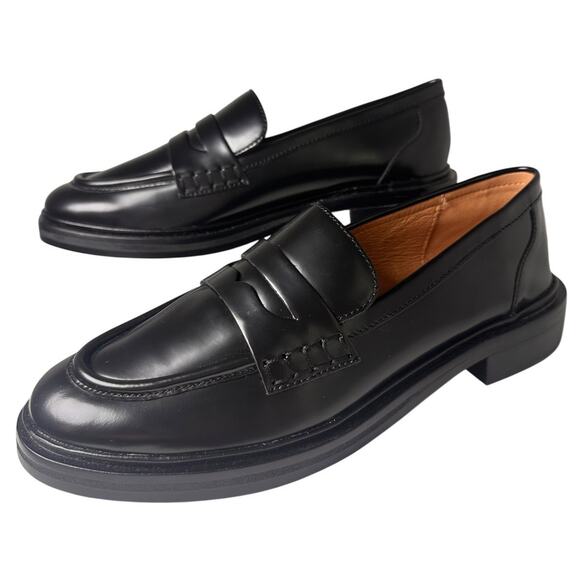 Madewell The Vernon Loafer True Black Sz 8.5 Worn 1X Preppy Career Academia Chic - Picture 1 of 16